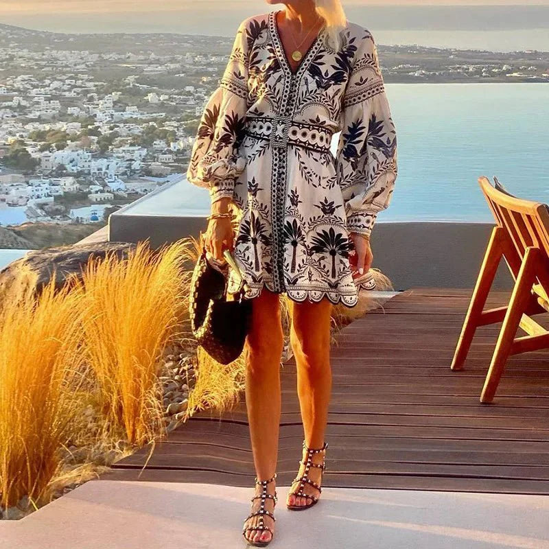 Women’s Printed V-Neck Mini Dress