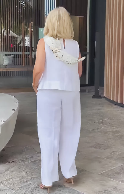 Women’s Casual 2 Piece Summer Set – Sleeveless Top and Wide Leg Pants