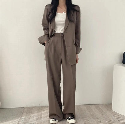 Women’s Elegant Evening Set – Tailored Blazer and Wide Leg Pants