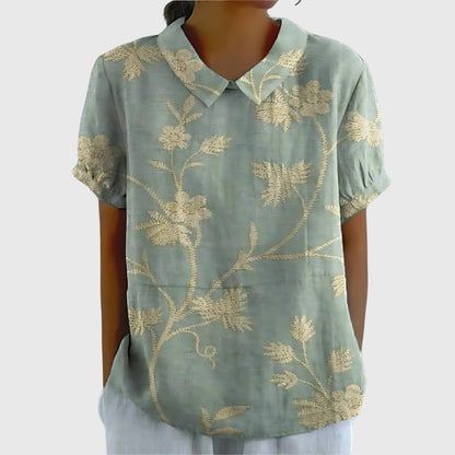 Elowenra | Floral Print Collar Blouse