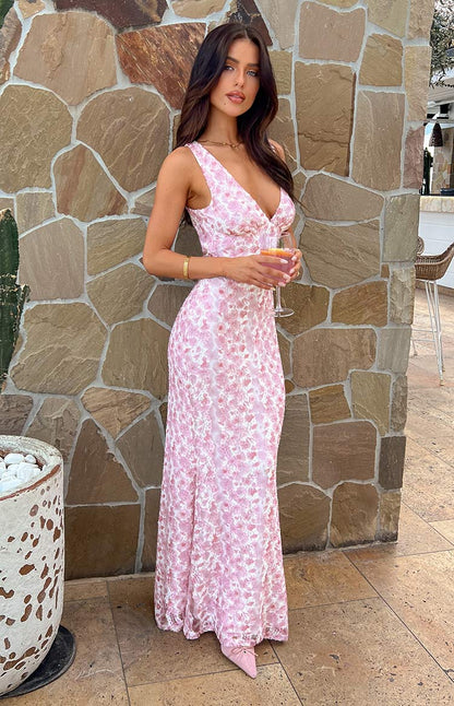 Sofia | Women’s Floral Fitted Evening Maxi Dress