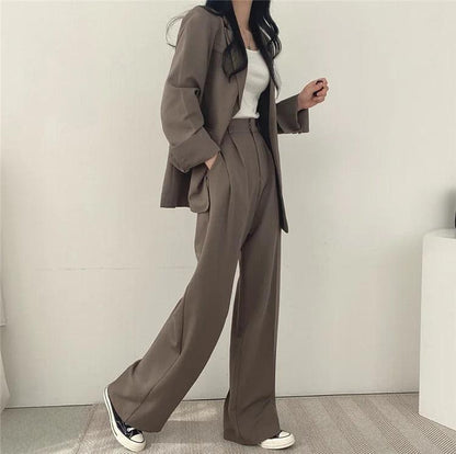 Women’s Elegant Evening Set – Tailored Blazer and Wide Leg Pants