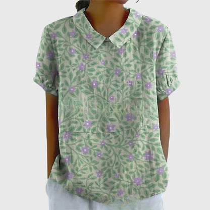 Elowenra | Floral Print Collar Blouse