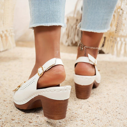 Morgan | Summer Slingback Heeled Sandals with Floral Detail