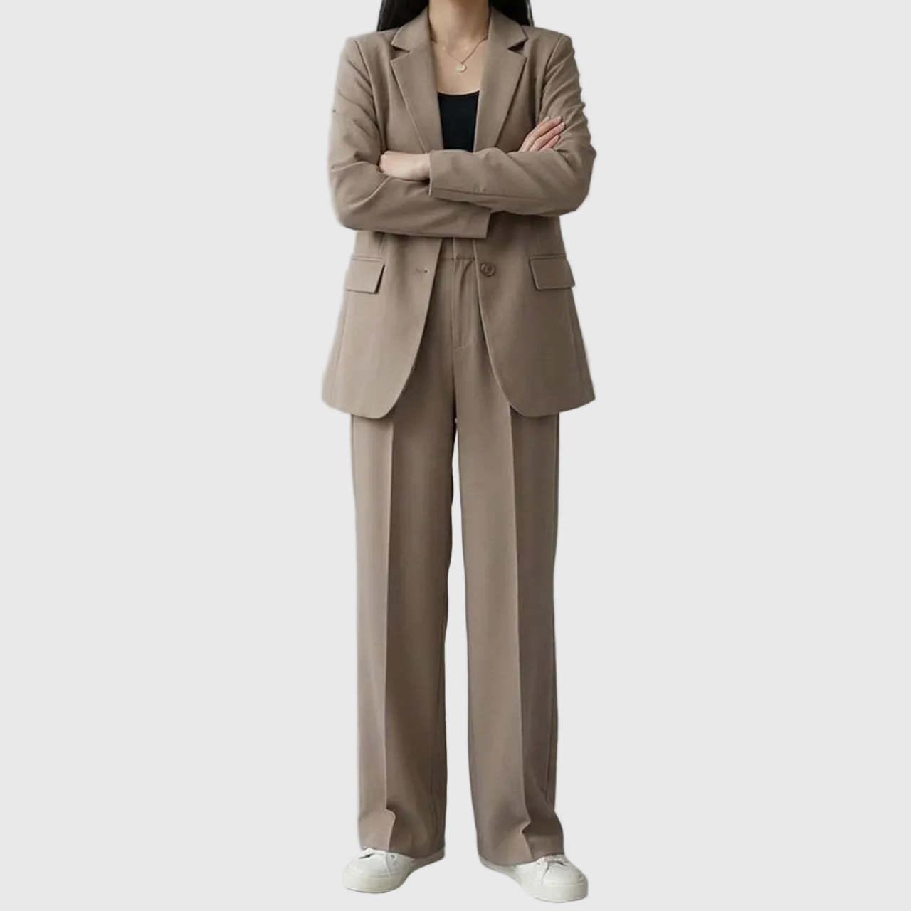 Women’s Elegant Evening Set – Tailored Blazer and Wide Leg Pants
