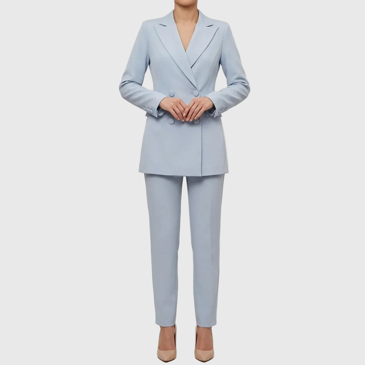 Women’s Elegant Evening Set – Double Button Blazer and Tapered Pants