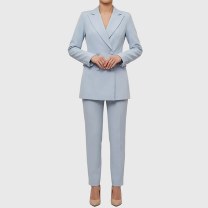 Women’s Elegant Evening Set – Double Button Blazer and Tapered Pants
