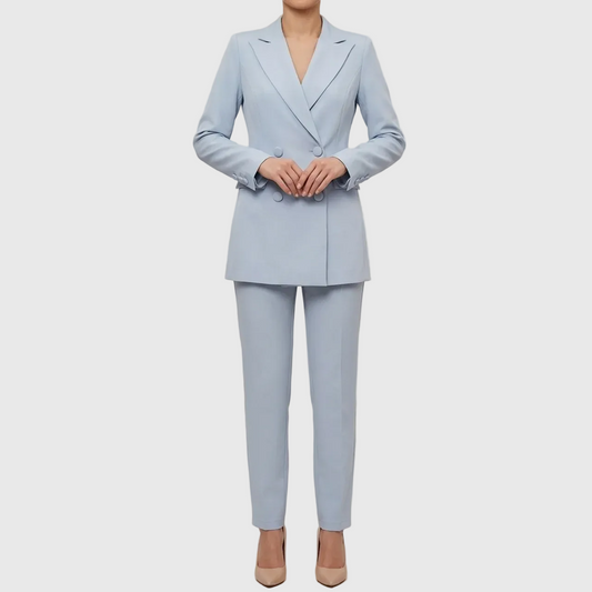 Women’s Elegant Evening Set – Double Button Blazer and Tapered Pants