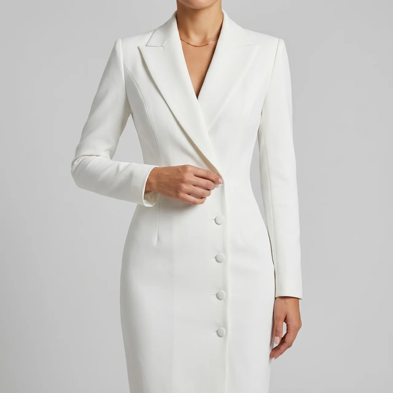 Women’s A-Line Midi Blazer Dress – Double Breasted Long Sleeve Dress