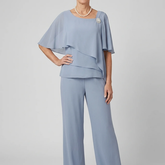 Women’s Summer 2 Piece Set – Elegant Top and Wide Leg Pants