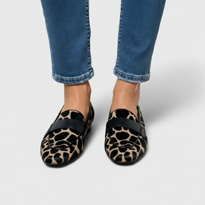 Women’s Slip-On Loafers – Printed Low Heel Casual Shoes