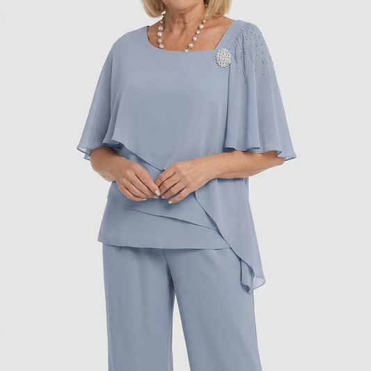 Women’s Summer 2 Piece Set – Elegant Top and Wide Leg Pants