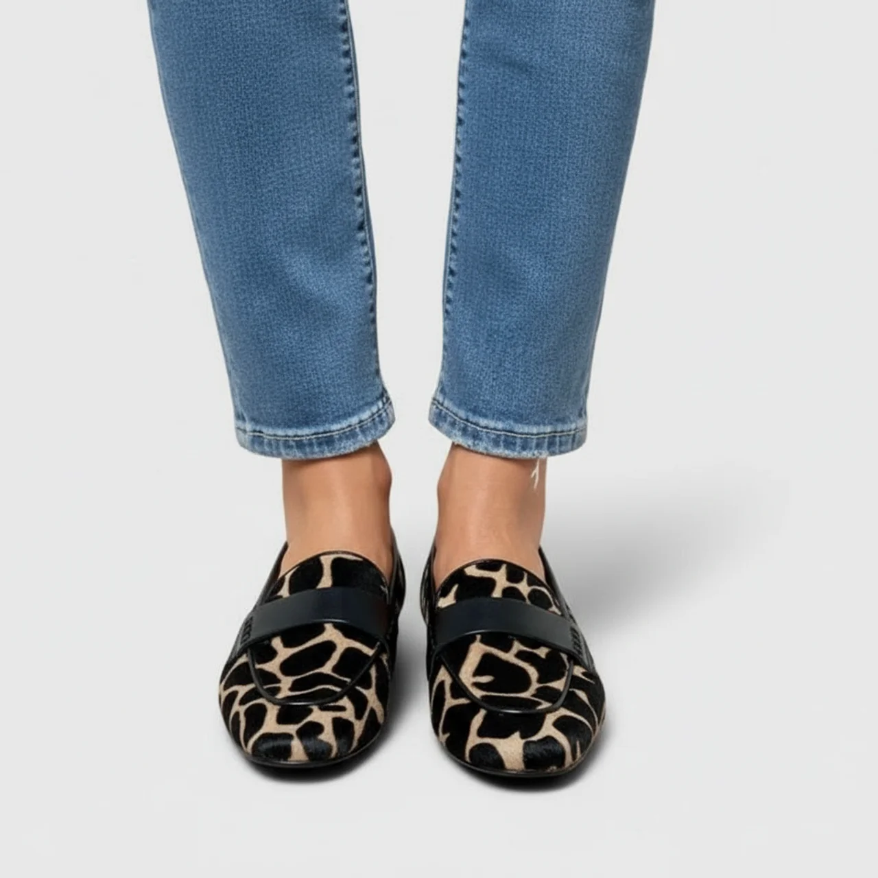 Women’s Slip-On Loafers – Printed Low Heel Casual Shoes