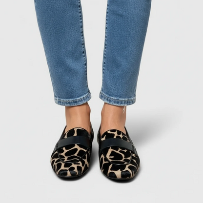 Women’s Slip-On Loafers – Printed Low Heel Casual Shoes