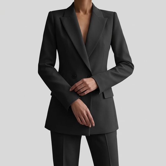 Women’s Elegant Evening Set – Double Breasted Blazer and Tapered Pants