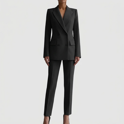 Women’s Elegant Evening Set – Double Breasted Blazer and Tapered Pants