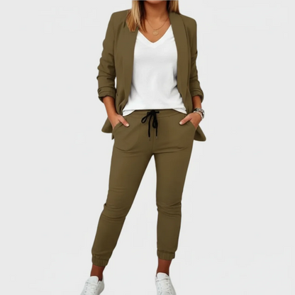 Women’s Tailored Blazer Suit Set – Structured Fit Two Piece Set