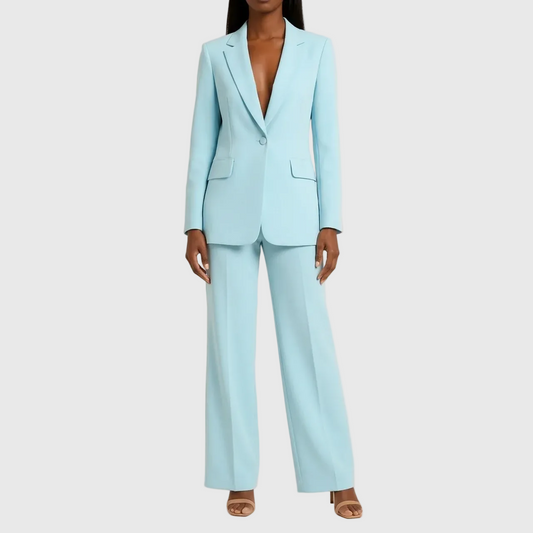Women’s Elegant Evening Set – Single Button Blazer and Wide Leg Pants
