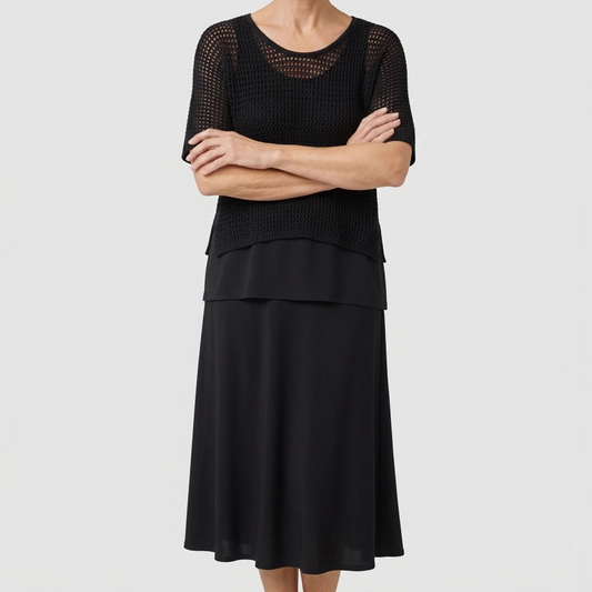Women’s Classy 2 Piece Set – Elegant Top and Midi Skirt