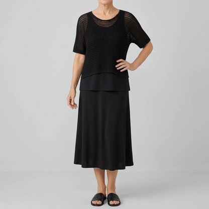 Women’s Classy 2 Piece Set – Elegant Top and Midi Skirt