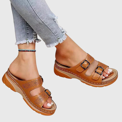 Elena | Supportive Orthopedic Slide Sandals with Buckle Straps