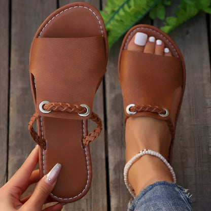 Rowan | Casual Summer Slide Sandals with Braided Detail