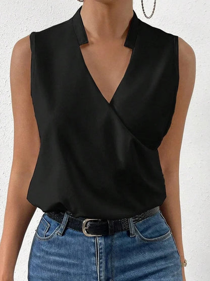Elyndra | Women’s Sleeveless Wrap V Neck Blouse
