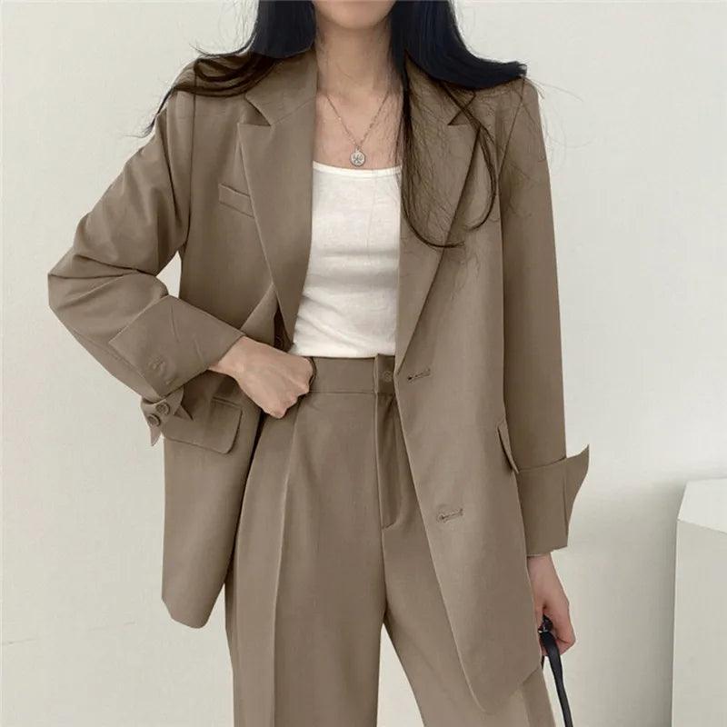 Women’s Elegant Evening Set – Tailored Blazer and Wide Leg Pants