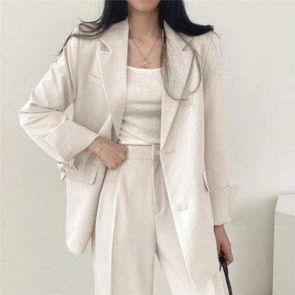 Women’s Elegant Evening Set – Tailored Blazer and Wide Leg Pants