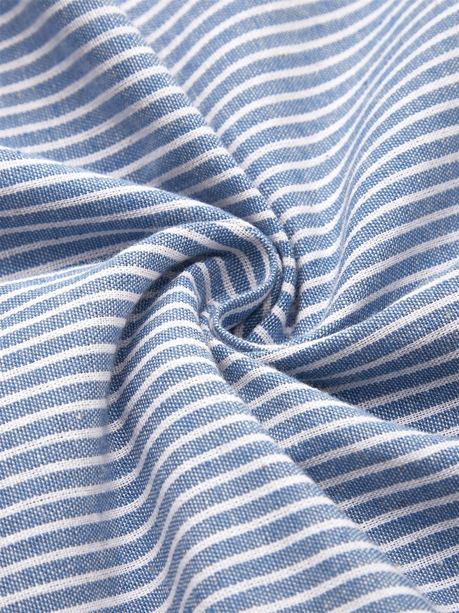 Striped Button Detail Midi Dress