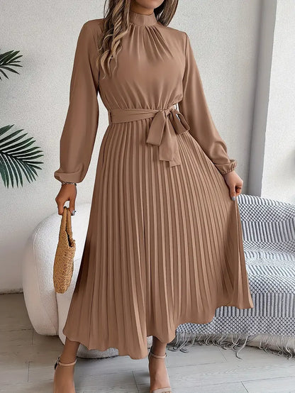 Elyria | Long Sleeve Pleated Midi Dress