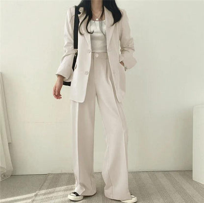 Women’s Elegant Evening Set – Tailored Blazer and Wide Leg Pants