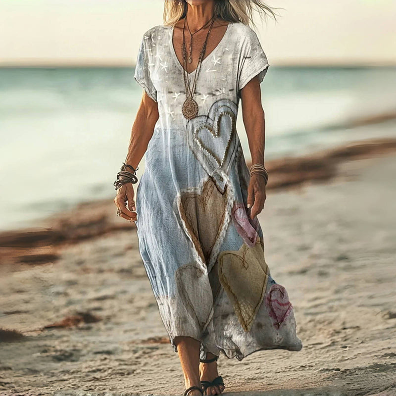 Lunarelle | Women’s Short Sleeve Printed Midi Dress