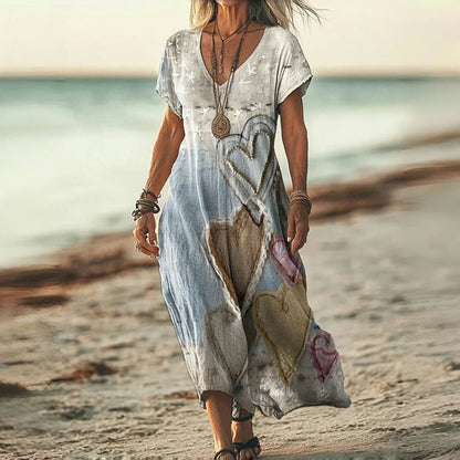 Lunarelle | Women’s Short Sleeve Printed Midi Dress