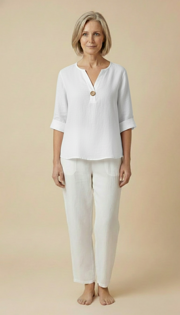 Neravelle | Women’s V-Neck Button-Detail Summer Top