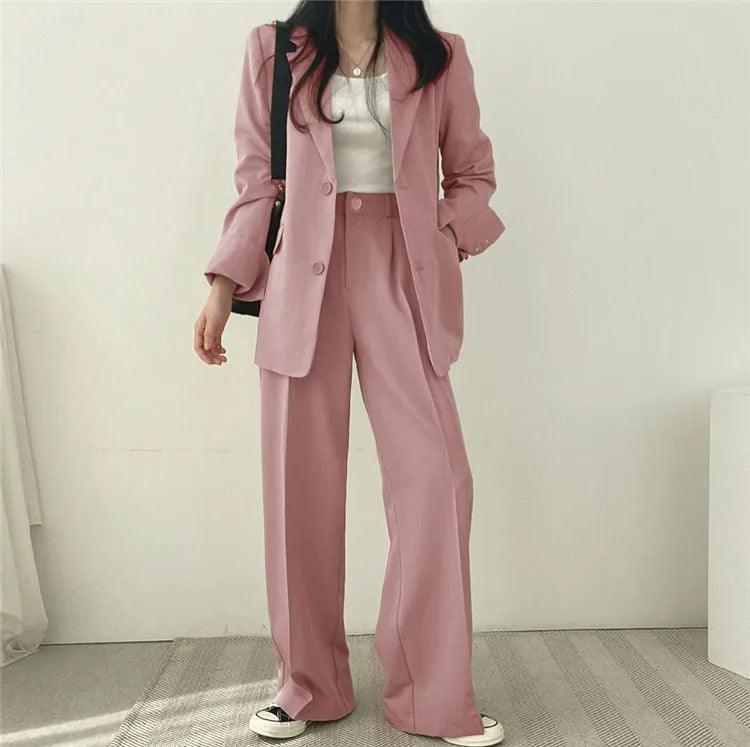 Women’s Elegant Evening Set – Tailored Blazer and Wide Leg Pants