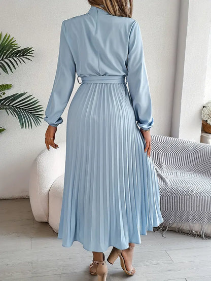 Elyria | Long Sleeve Pleated Midi Dress
