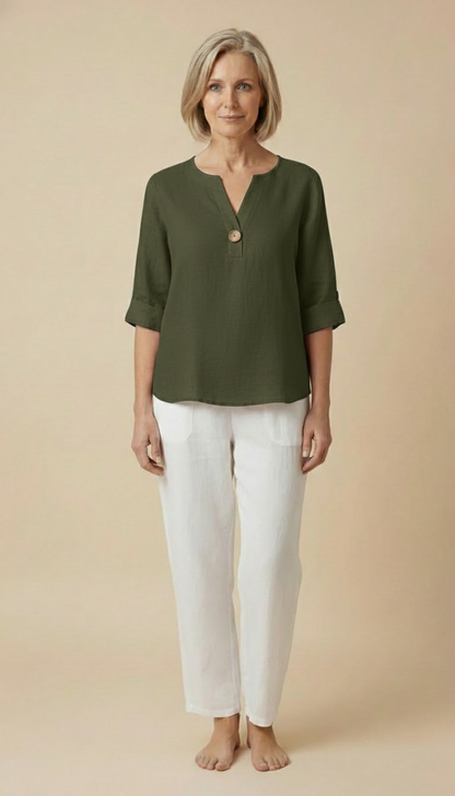Neravelle | Women’s V-Neck Button-Detail Summer Top