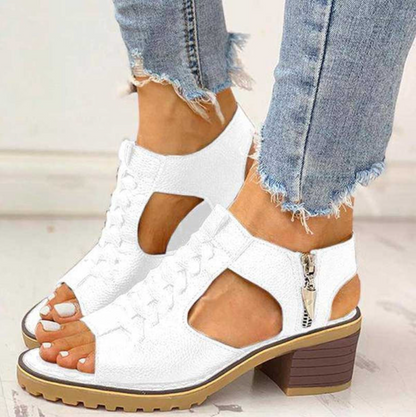 Morgan | Summer Block Heel Sandals with Lace Detail