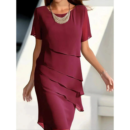 Elegant Layered Overlay Midi Dress