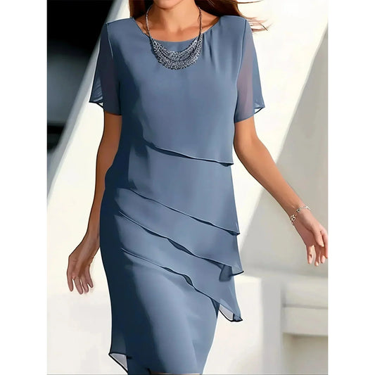 Elegant Layered Overlay Midi Dress