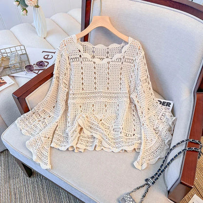Myrelle | Women’s Crochet Lace Bell Sleeve Blouse