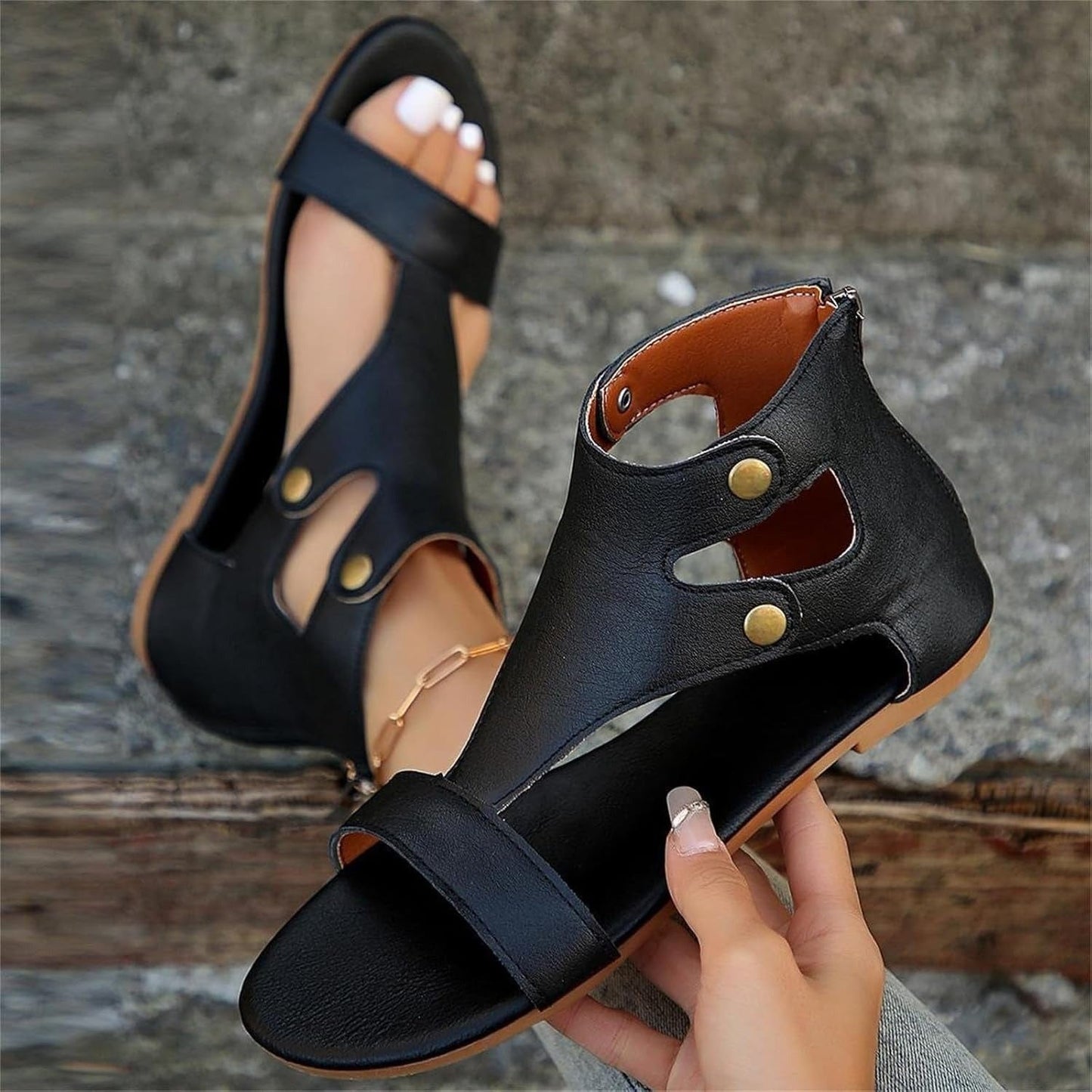 Jessica  | Women’s Orthopedic Ankle Strap Sandals with Cutout Design