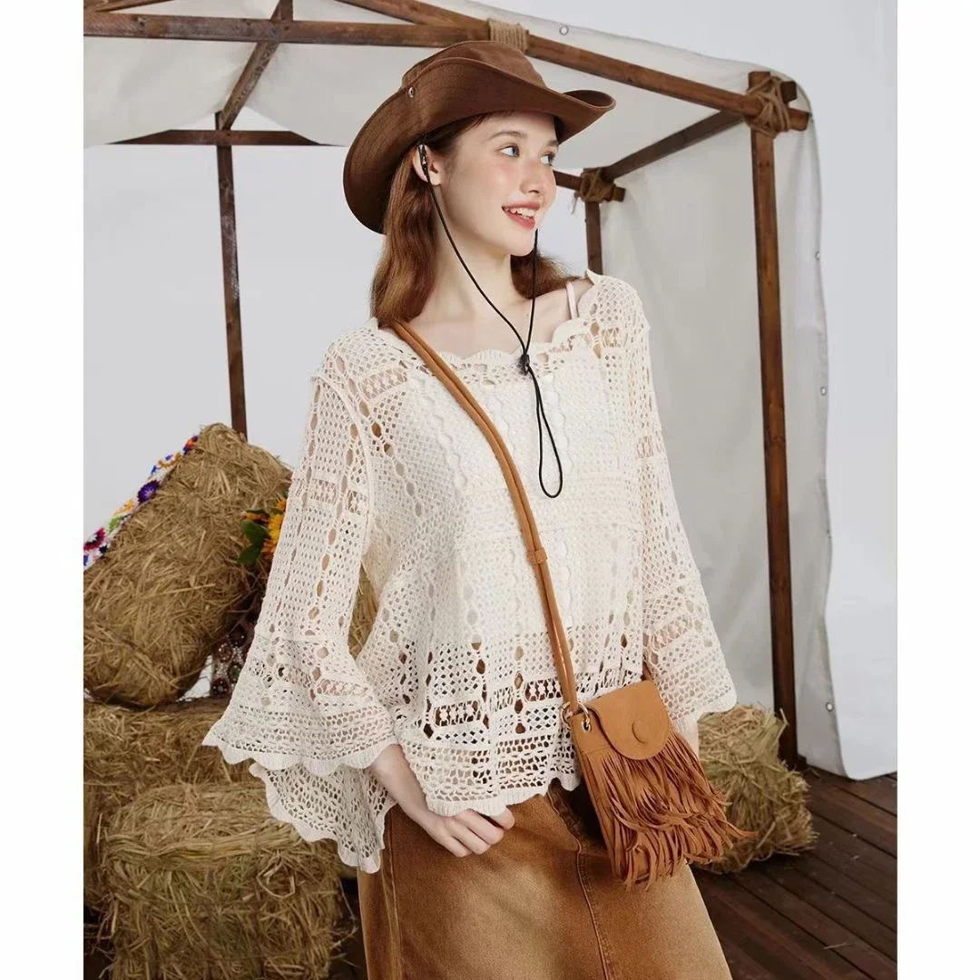 Myrelle | Women’s Crochet Lace Bell Sleeve Blouse