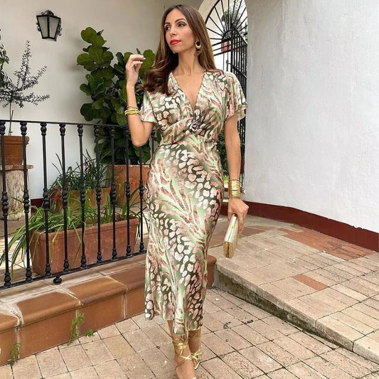 Printed Wrap Maxi Dress