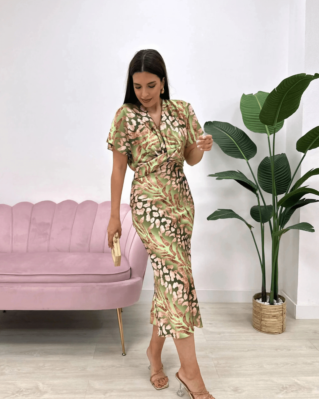 Printed Wrap Maxi Dress