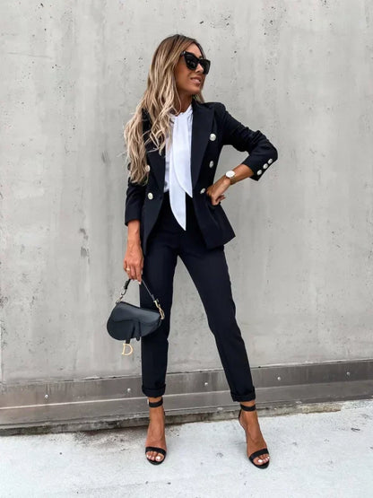 Women’s Formal 2 Piece Blazer Set – Tailored Blazer and Pants