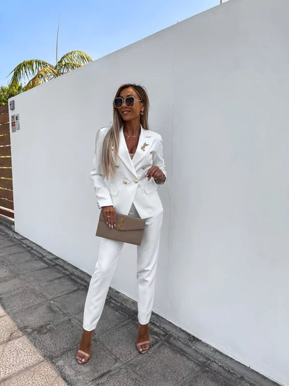 Women’s Formal 2 Piece Blazer Set – Tailored Blazer and Pants