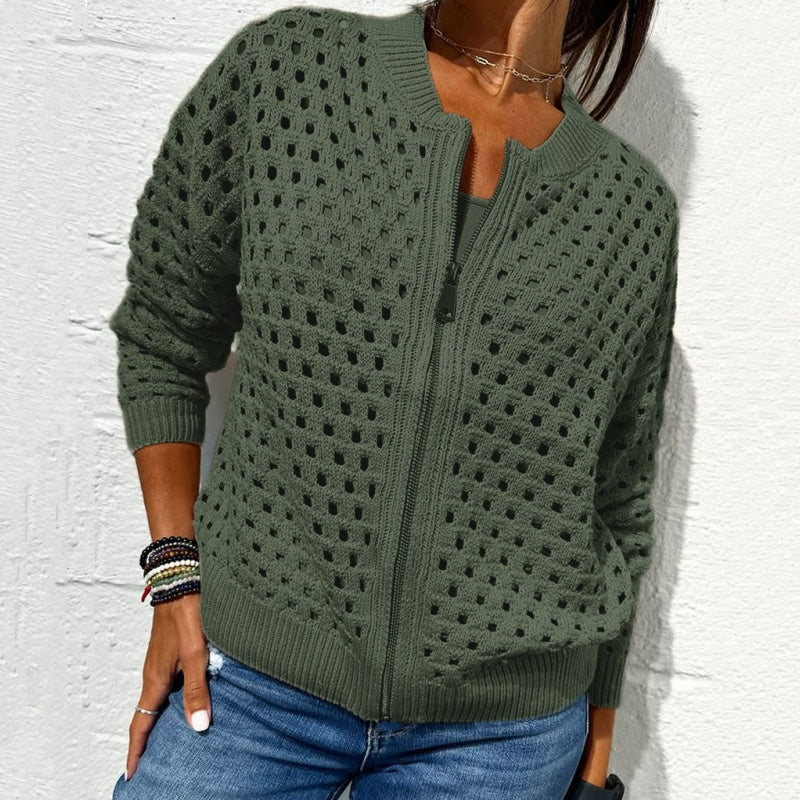 Liravelle | Women’s Open-Knit Zip-Front Summer Jacket