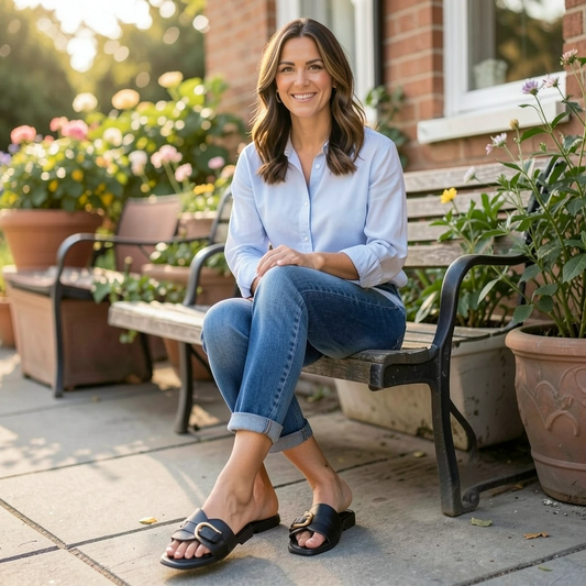 Buckle Strap Flat Sandals – Casual Summer Slides for Women